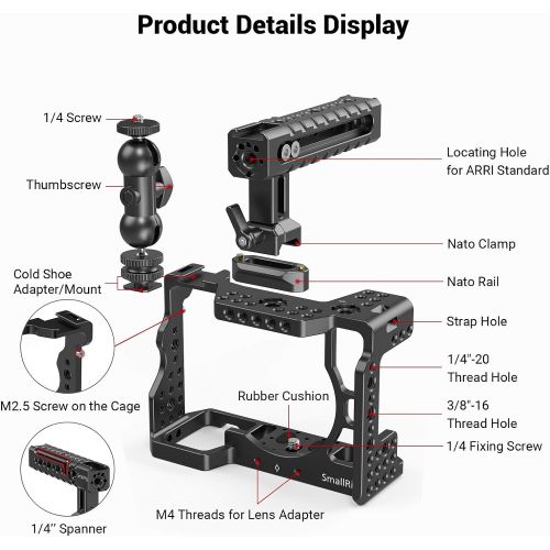  SmallRig SMALLRIG A7RIII Cage Kit Rig for Sony A7RIIIA7III Camera with Top Handle, Ball Head - 2103