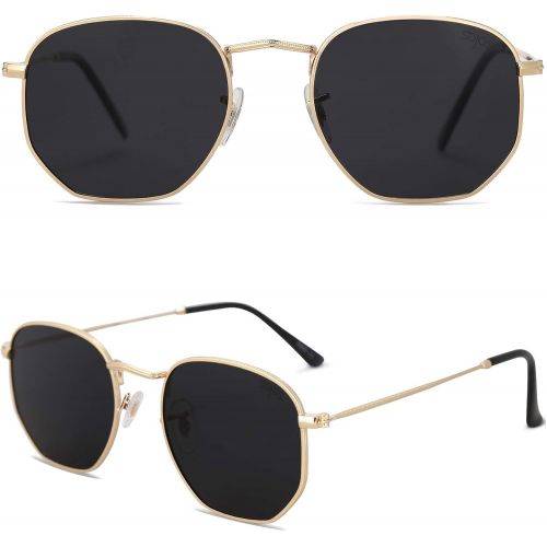  [아마존베스트]SOJOS Small Square Polarized Sunglasses for Men and Women Polygon Mirrored Lens SJ1072