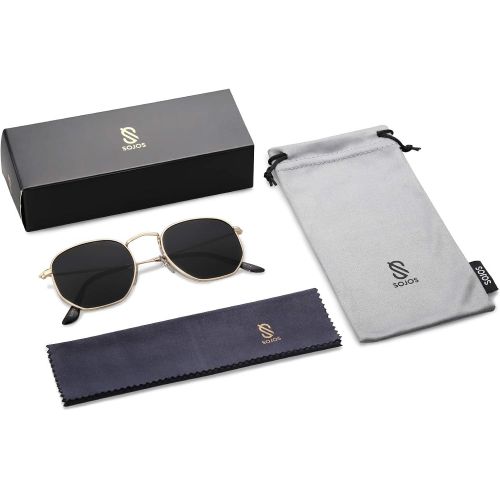  [아마존베스트]SOJOS Small Square Polarized Sunglasses for Men and Women Polygon Mirrored Lens SJ1072