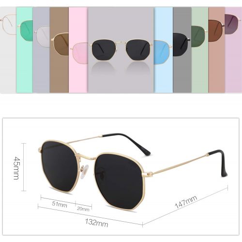  [아마존베스트]SOJOS Small Square Polarized Sunglasses for Men and Women Polygon Mirrored Lens SJ1072