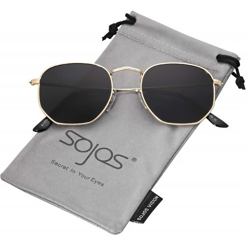  [아마존베스트]SOJOS Small Square Polarized Sunglasses for Men and Women Polygon Mirrored Lens SJ1072