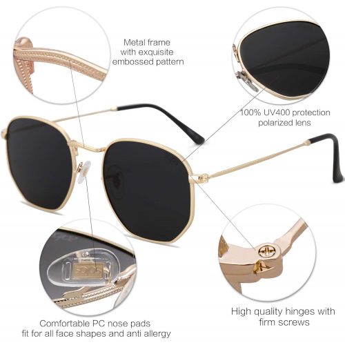  [아마존베스트]SOJOS Small Square Polarized Sunglasses for Men and Women Polygon Mirrored Lens SJ1072