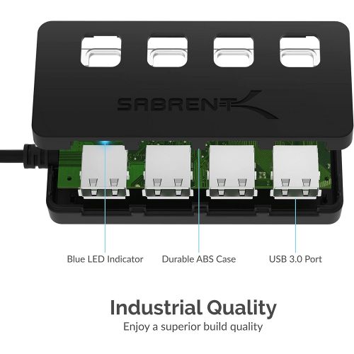  [아마존베스트]Sabrent 4-Port USB 3.0 Hub with Individual LED Power Switches (HB-UM43)