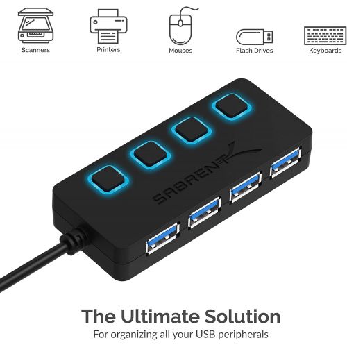  [아마존베스트]Sabrent 4-Port USB 3.0 Hub with Individual LED Power Switches (HB-UM43)