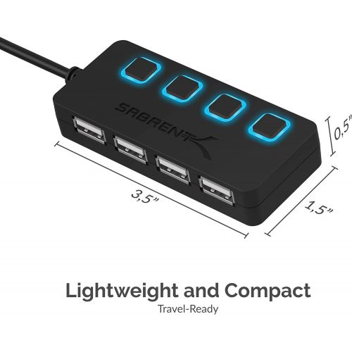  [아마존베스트]Sabrent 4-Port USB 2.0 Hub with Individual LED lit Power Switches (HB-UMLS)