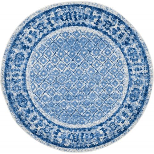  Visit the Safavieh Store Safavieh Adirondack Collection ADR110D Silver and Blue Vintage Distressed Round Area Rug (8 Diameter)