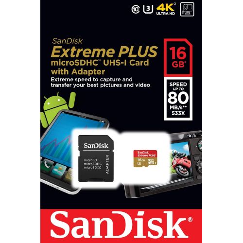 샌디스크 SanDisk Extreme Plus 32GB MicroSDHC UHS-I U3 Memory Card Speed Up To 80MBs With Adapter- SDSDQX-032G-U46A (Older Version)