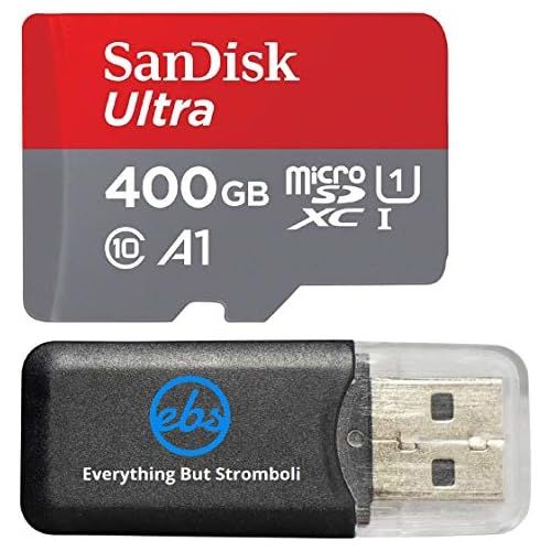 샌디스크 SanDisk Ultra 400GB SDXC Micro works with RED Hydrogen One UHS-I Class 10 Bundle with Everything But Stromboli (TM) Card Reader (Class 10 400GB)