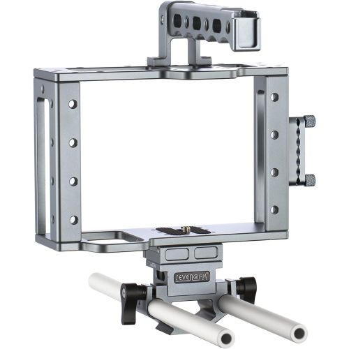  Sevenoak SK-C03 Aluminum Camera Cage with Top Handle, HDMI Adapter, & 15mm Rail System with Quick-Release Base - Universal Design fits DSLR Cameras with and without Battery Grip