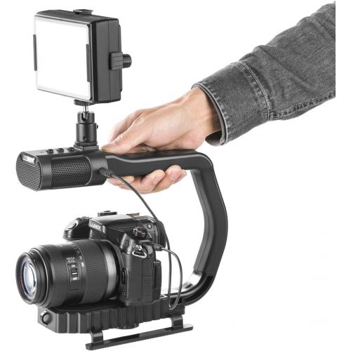 Sevenoak MicRig Handheld Stabilizer Handle Grip with Built-in Stereo Mic & SK-PL30 Video Led Lights for Skateboarding iPhone 8 8 plus 7 6 6s Smartphone GoPro Canon Nikon Sony RX0 D