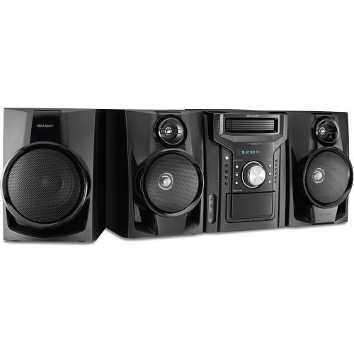  Sharp CD-BHS1050 350W 5-Disc Mini Shelf SpeakerSubwoofer System with Cassette and Bluetooth, AMFM Digital Tuner, USB Port for MP3 Playback, 350W RMS Power Output and 875W Peak Po