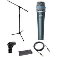 Shure Beta 57a Microphone Bundle with Mic Boom Stand and XLR Cable
