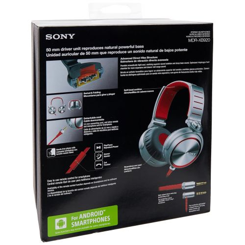 소니 Sony MDR-XB920R (MDRXB920RC) Extra BassXB Headphones - Red