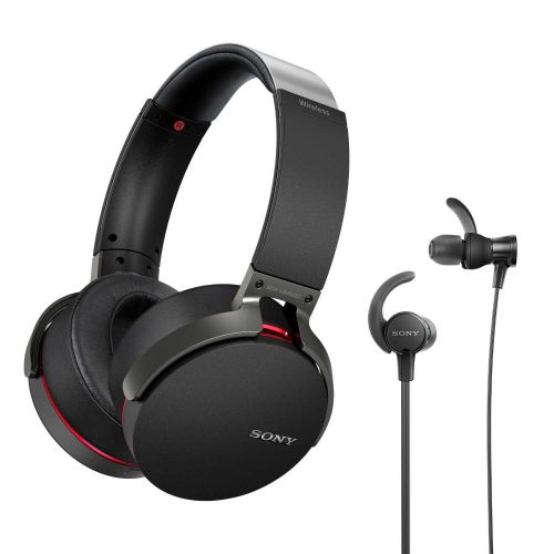 소니 Sony XB950B1 Extra Bass Wireless Headphones (Black) w MDR-XB510AS Extra Bass Sports In-Ear Headphones (Black)