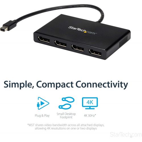  StarTech.com Mini DisplayPort to DisplayPort Multi Monitor Splitter - 4-Port MST Hub - mDP 1.2 to 4x DP MST Hub