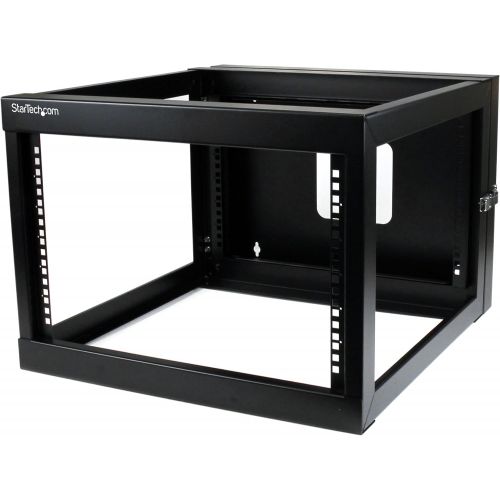  StarTech.com 6U 22-Inch Hinged Open Frame Rack Cabinet Wallmount Server Rack Components RK619WALLOH, Black