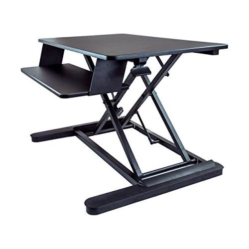  StarTech Sit Stand Desk - 35 Work Surface - Supports Two 24 Monitors - Standing Desk - Adjustable Desk Riser - Stand Up Desk