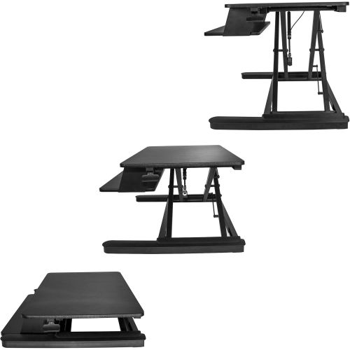  StarTech Sit Stand Desk - 35 Work Surface - Supports Two 24 Monitors - Standing Desk - Adjustable Desk Riser - Stand Up Desk