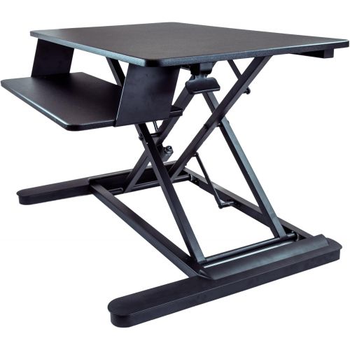  StarTech Sit Stand Desk - 35 Work Surface - Supports Two 24 Monitors - Standing Desk - Adjustable Desk Riser - Stand Up Desk