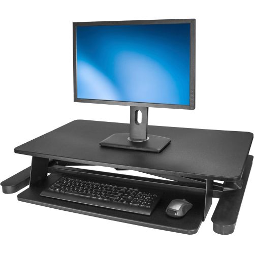  StarTech Sit Stand Desk - 35 Work Surface - Supports Two 24 Monitors - Standing Desk - Adjustable Desk Riser - Stand Up Desk