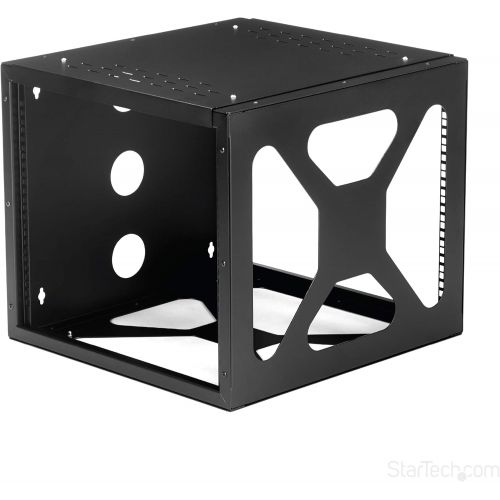  StarTech.com 8U 22-Inch Hinged Open Frame Rack Cabinet Wallmount Server Rack Components RK819WALLOH, Black