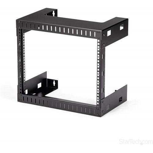  StarTech.com 8U 22-Inch Hinged Open Frame Rack Cabinet Wallmount Server Rack Components RK819WALLOH, Black