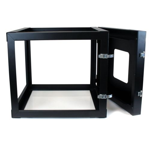  StarTech.com 8U 22-Inch Hinged Open Frame Rack Cabinet Wallmount Server Rack Components RK819WALLOH, Black