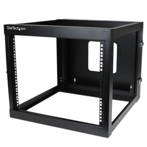  StarTech.com 8U 22-Inch Hinged Open Frame Rack Cabinet Wallmount Server Rack Components RK819WALLOH, Black