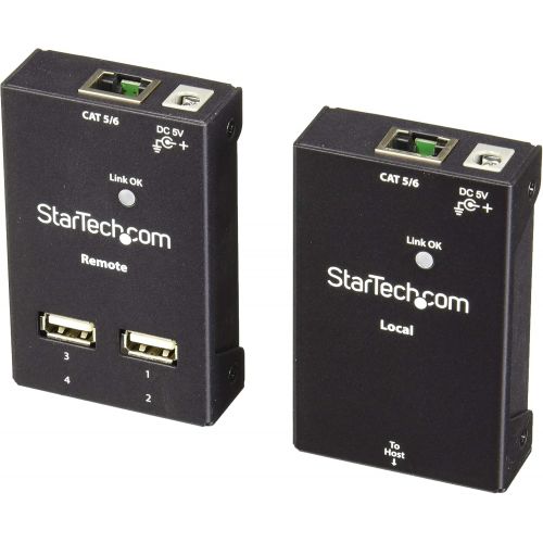  StarTech.com 4 Port USB 2.0 over Gigabit LAN or Direct Cat5e  Cat6 Ethernet Extender System - up to 330 ft (100m) - USB 2.0 Extender