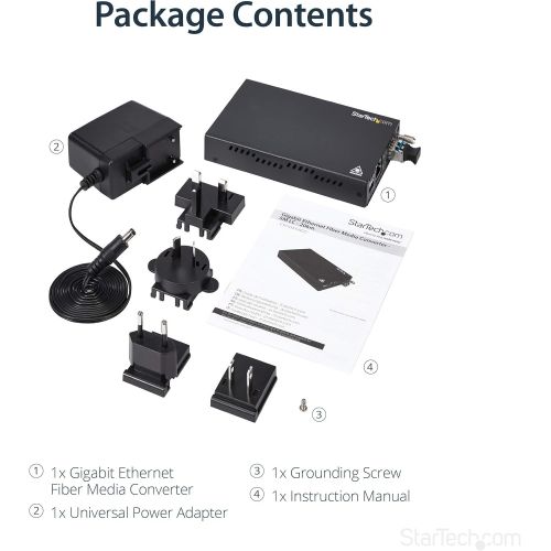  StarTech.com Gigabit Ethernet Copper-to-Fiber Media Converter - SM LC - 10 km - Ethernet Media Converter - GbE Converter