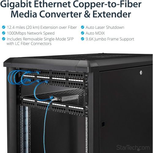 StarTech.com Gigabit Ethernet Copper-to-Fiber Media Converter - SM LC - 10 km - Ethernet Media Converter - GbE Converter