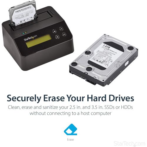  StarTech.com USB 3.0 Standalone Eraser Dock for 2.5 and 3.5” SATA SSDHDD Drives - Secure Drive Erase with Receipt Printing - SATA III