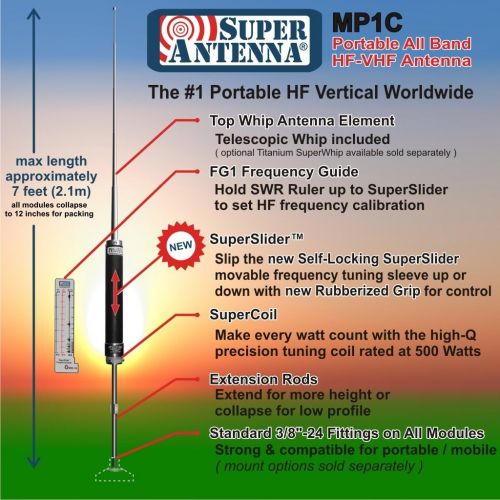  Super Antenna MP1C All Band HF VHF Ham Radio Portable MP1 Antenna