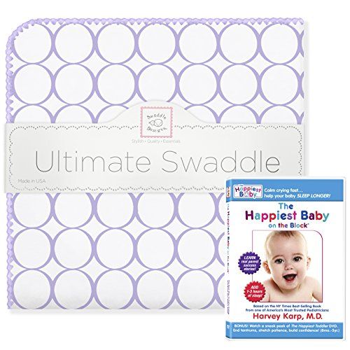  Visit the SwaddleDesigns Store SwaddleDesigns Ultimate Swaddle, X-Large Receiving Blanket + The Happiest Baby DVD Bundle, Lavender Mod Circles (Moms Choice Award Winner)