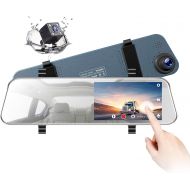 [아마존베스트]TOGUARD Backup Camera 5 LCD Mirror Dash Cam Rear View Mirror Camera Ultra-Thin Touch Screen Full HD 1080P Dash Cam Front and Rear Dual Lens with Waterproof Rear Camera