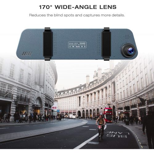  [아마존베스트]TOGUARD Backup Camera 5 LCD Mirror Dash Cam Rear View Mirror Camera Ultra-Thin Touch Screen Full HD 1080P Dash Cam Front and Rear Dual Lens with Waterproof Rear Camera