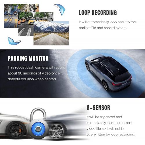  [아마존베스트]TOGUARD Backup Camera 5 LCD Mirror Dash Cam Rear View Mirror Camera Ultra-Thin Touch Screen Full HD 1080P Dash Cam Front and Rear Dual Lens with Waterproof Rear Camera