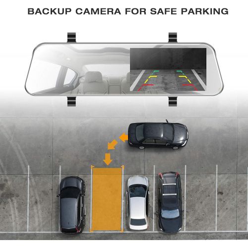  [아마존베스트]TOGUARD Backup Camera 5 LCD Mirror Dash Cam Rear View Mirror Camera Ultra-Thin Touch Screen Full HD 1080P Dash Cam Front and Rear Dual Lens with Waterproof Rear Camera