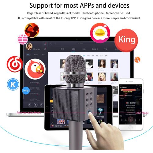  TOSING 【Latest Models】Tosing 008 Portable Wireless Karaoke Microphones Bluetooth Speaker 2 in 1 Mini Home KTV Playing and Singing Machine for iPhoneAndroid SmartphoneTablet（Black）