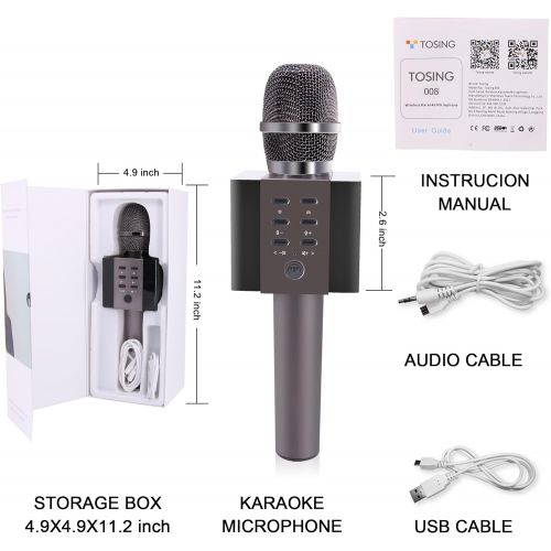  TOSING 【Latest Models】Tosing 008 Portable Wireless Karaoke Microphones Bluetooth Speaker 2 in 1 Mini Home KTV Playing and Singing Machine for iPhoneAndroid SmartphoneTablet（Black）