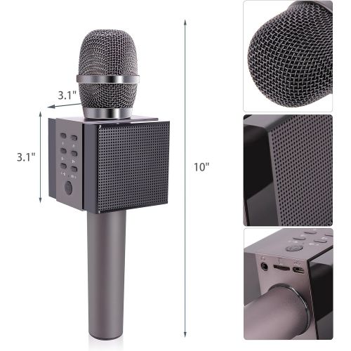  TOSING 【Latest Models】Tosing 008 Portable Wireless Karaoke Microphones Bluetooth Speaker 2 in 1 Mini Home KTV Playing and Singing Machine for iPhoneAndroid SmartphoneTablet（Black）