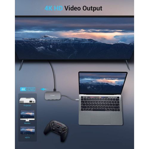  [아마존베스트]USB C Hub, TOTU 8-In-1 Type C Hub with Ethernet Port, 4K USB C to HDMI, 2 USB 3.0 Ports, 1 USB 2.0 Port, SD/TF Card Reader, USB-C Power Delivery, Portable for Mac Pro and Other Typ