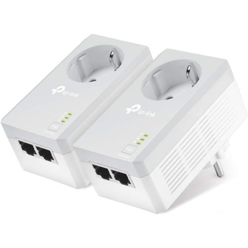  [아마존 핫딜] [아마존핫딜]TP-Link TL-PA4020P KIT Powerline Passthrough Adapter (600Mbps(4-Ports) Steckdose Powerline, 2x10/100Mbit/s-Ethernet-Port, energiesparend, kompatibel zu allen gangigen Powerline Ada