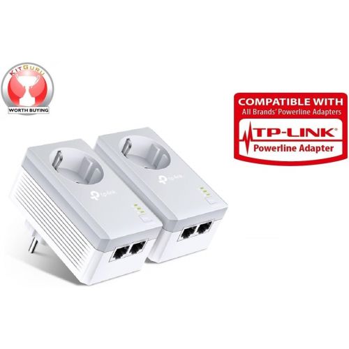  [아마존 핫딜] [아마존핫딜]TP-Link TL-PA4020P KIT Powerline Passthrough Adapter (600Mbps(4-Ports) Steckdose Powerline, 2x10/100Mbit/s-Ethernet-Port, energiesparend, kompatibel zu allen gangigen Powerline Ada