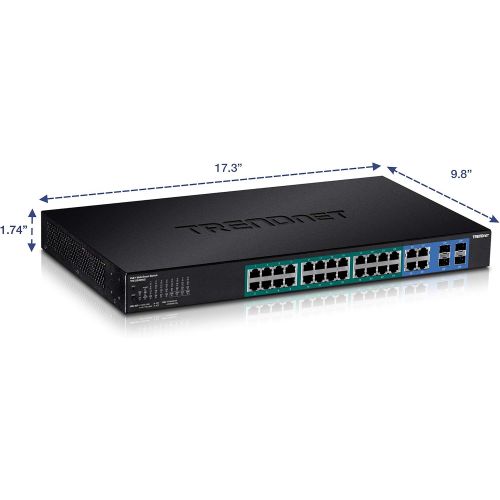  TRENDnet 16-Port Gigabit Web Smart PoE+ Switch, 16 x Gigabit PoE+ Ports, 4 x Shared Gigabit Ports (RJ-45 or SFP), VLAN, QoS, LACP, IPv6 Support,185 W Power Budget, Lifetime Protect