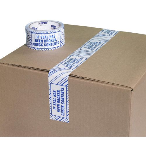  Tape Logic T905ST026PK Security Tape, Legend If Seal Has Been..., 110 yds Length x 3 Width, 2.5 mil Thick, Blue on White (Case of 6)