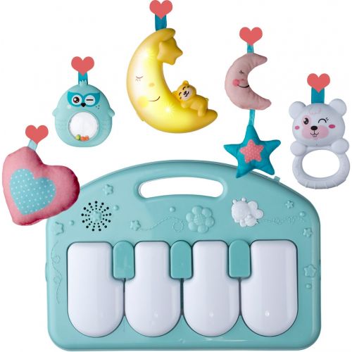  Tapiona Large Baby Play Mat - Kick and Play Piano Gym - Newborn Toy for Baby Girl and Boy, 0 - 36 Month (0 - 3 Years) - 5 Activity Toys, Piano, Flashing Moon, Cushion