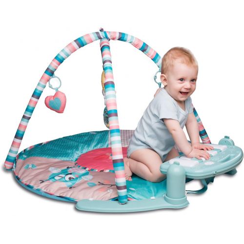  Tapiona Large Baby Play Mat - Kick and Play Piano Gym - Newborn Toy for Baby Girl and Boy, 0 - 36 Month (0 - 3 Years) - 5 Activity Toys, Piano, Flashing Moon, Cushion