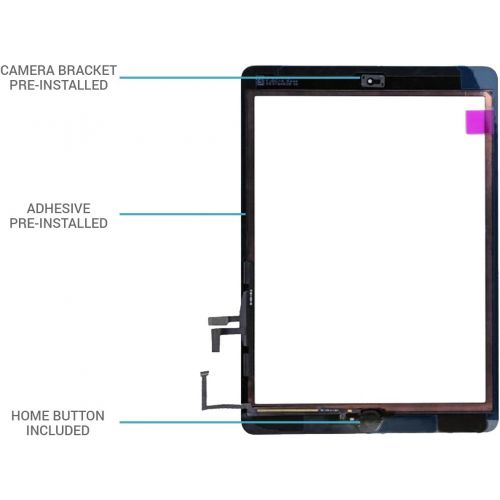  [아마존베스트]TechOrbits Ipad Air 1st Generation Touch Screen Replacement Glass Digitizer 9.7” with Home Button A1474 A1475 A1476 Repair Guide & Tool Kit (White)
