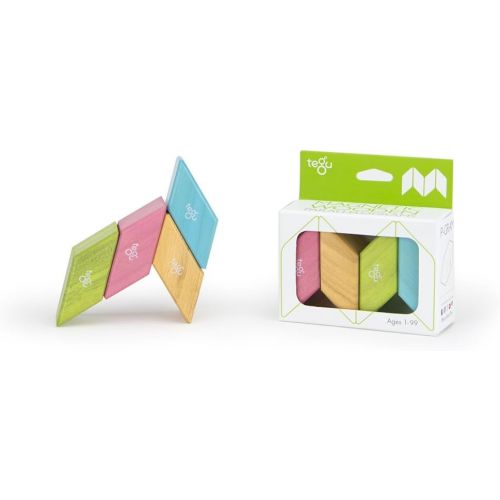  Visit the Tegu Store 4 piece Tegu Magnetic Wooden Block Parallelograms Set - Tints